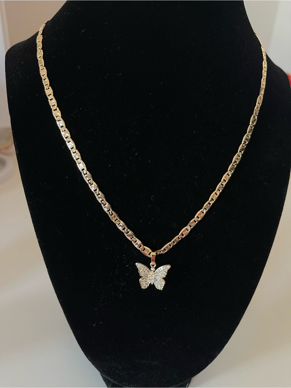 Gold Butterfly Pendant Necklace - Elegant Women’s Jewelry - Picture 2 of 3